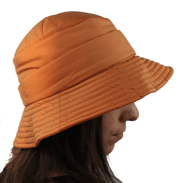 Cappello Donna Impermeabile - Cloche pieghevole - Colore Arancione